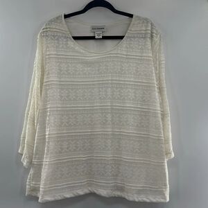 C.D Daniels Off White Cream Lace Line Top size 2X